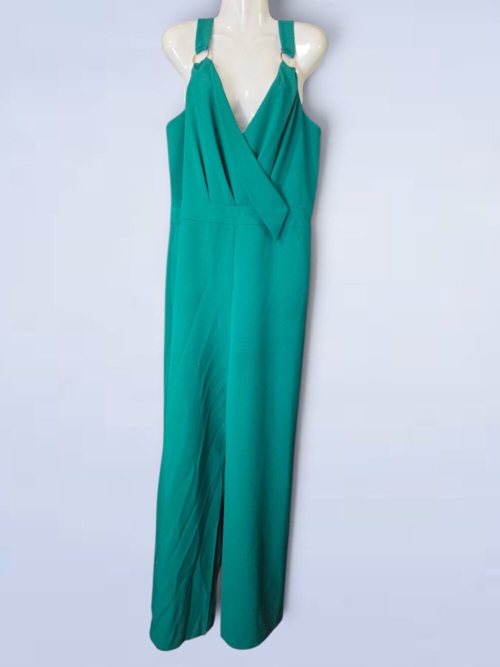 Vince Camuto Green Sleeveless Wrap Wide Leg Jumpsuit V-Neck - Size 16